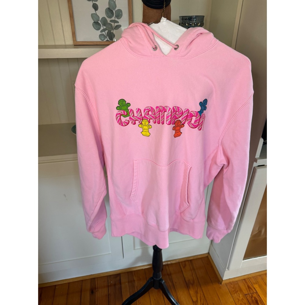 Champion x Candy Land Reverse Weave Pink Hoodie Large Hasbro